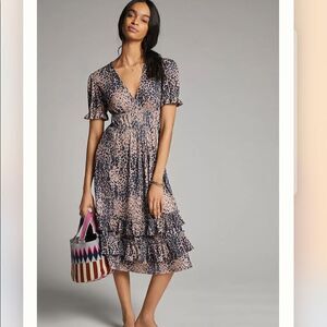 Anthropologie Hutch Adelia Ruffled Midi Dress NWT